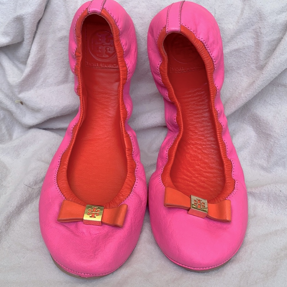 Tory Burch ballet flats fire orange/pink size 11